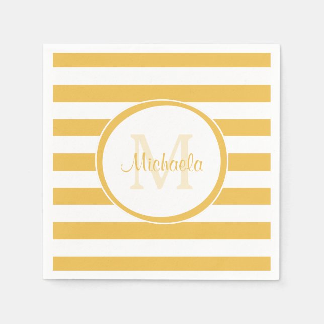 Vogue Bright Gult Rugby Rand och Party Namn Pappersservett (Framsidan)