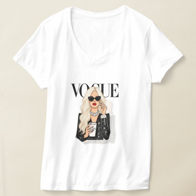 Vogue vit halvärmad T-Shirt (Laydown)