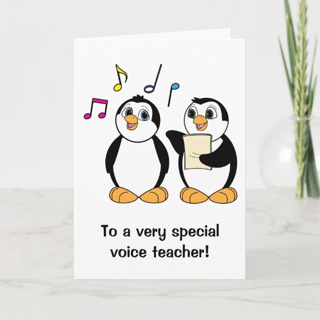 Voice Teacher - tack för ditt kort med Penguins (Framsida)