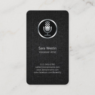 VoicoverArtist ChromeMicrophone-ikon BusinessCard Visitkort