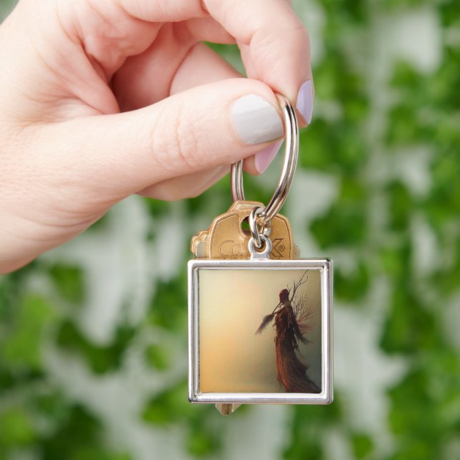 Void-anda Fyrkantig Silverfärgad Nyckelring (Hand)