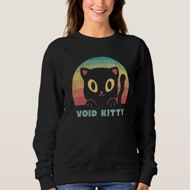 Void Kitty Black Cat Familiar Rainbow Sunset Retro T Shirt (Framsida)