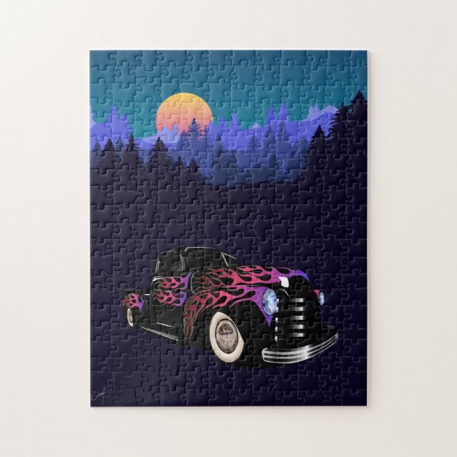 Voiture coucher de soleil hot rod pussel (Vertikal)