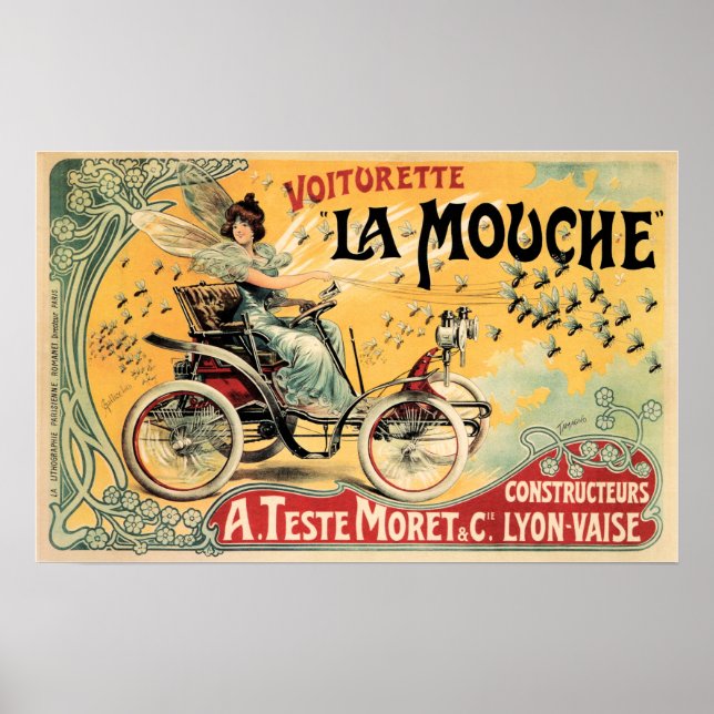 Voiturette La Mouche Automotive Vintage bil Poster (Framsidan)