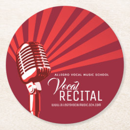 Vokal recital klassisk mikrofon musik röd underlägg papper rund