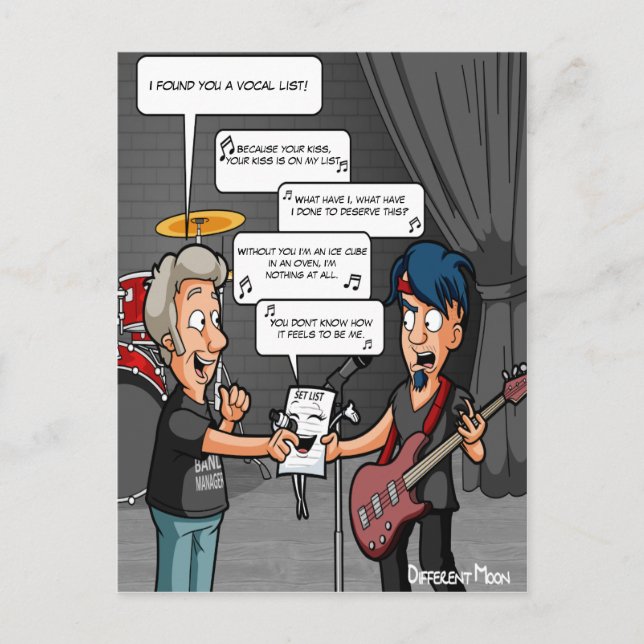 Vokalist Musik Humor Rolig Puns Julkort Vykort (Framsida)