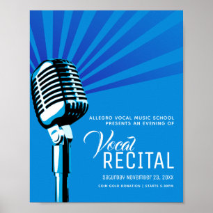Vokalrecital klassisk mikrofonmusik blå affisch
