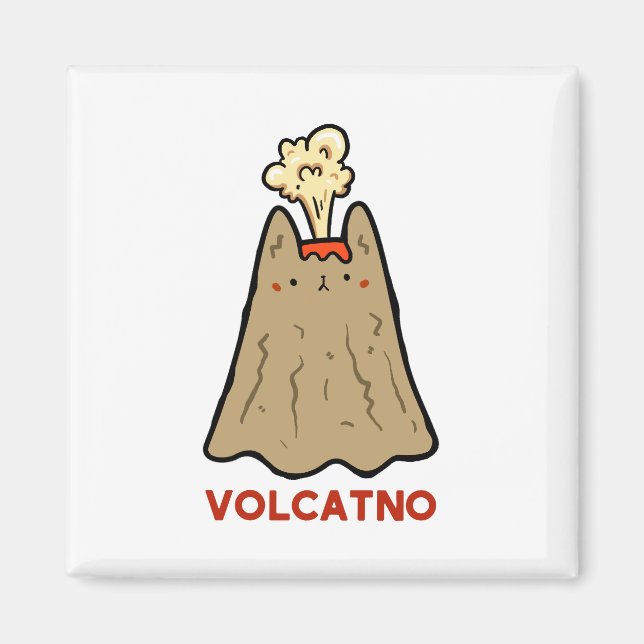 Vol-cat-no Cute Cat Pun Magnet (Framsidan)