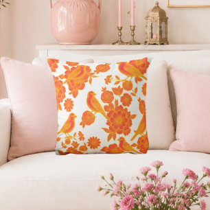 Vol Soft Pink 🌸 Blommig Fågel Kudde