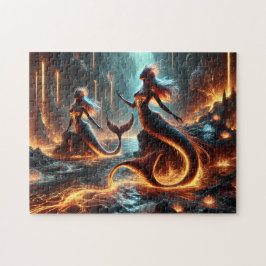 Volcanic Mermaid Lava Ocean Fantasy Art Pussel