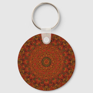 Volcanic Red Abstrakt Mandala Keychain Nyckelring