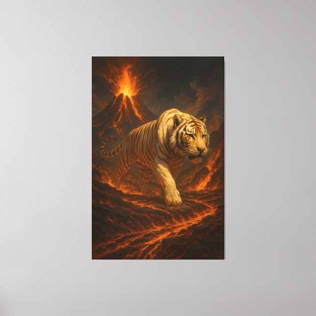 Volcanic White Tiger | Inferno King of the Fire Re Canvastryck (Framsida)