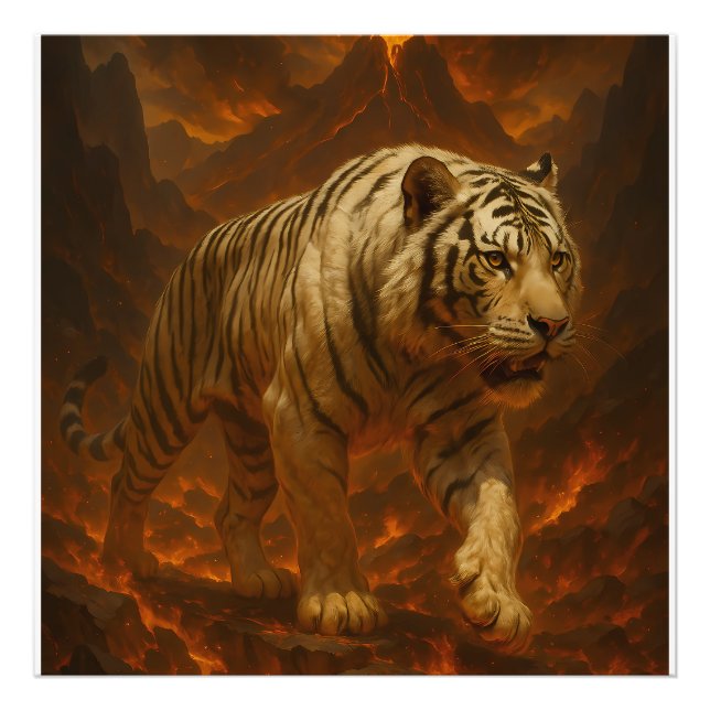 Volcanic White Tiger Premium Wall Art – Fine Art C Fototryck (Framsidan)
