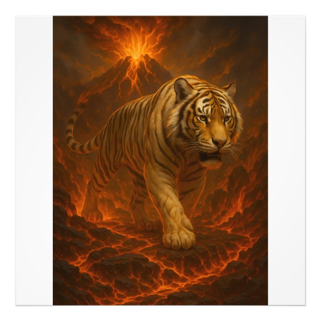 Volcanic White Tiger Premium Wall Art – Fine Art C Fototryck (Framsidan)