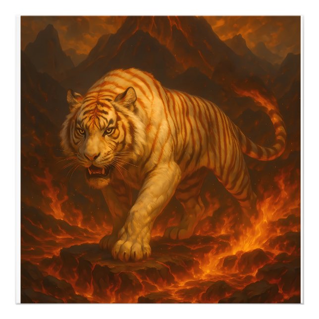 Volcanic White Tiger Premium Wall Art – Fine Art C Fototryck (Framsidan)