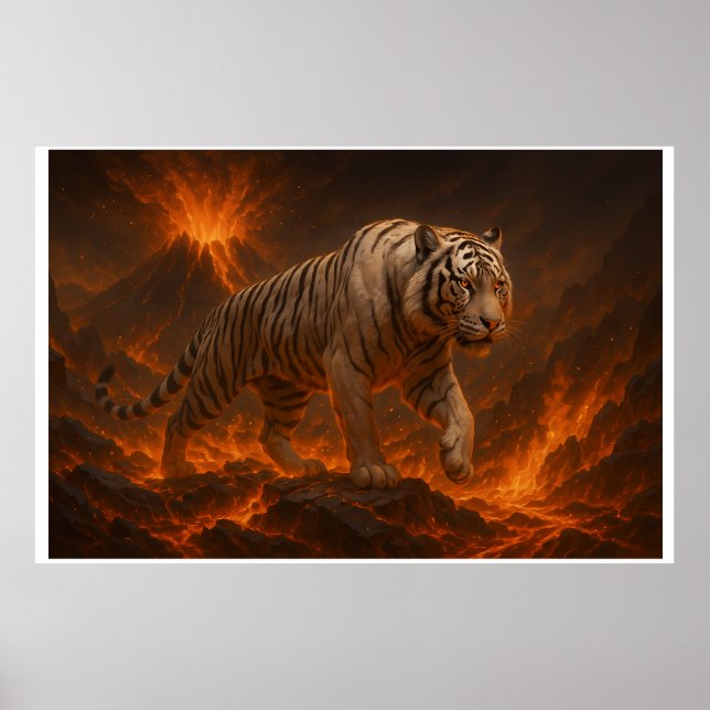 Volcanic White Tiger Premium Wall Art – Fine Art C Poster (Framsidan)