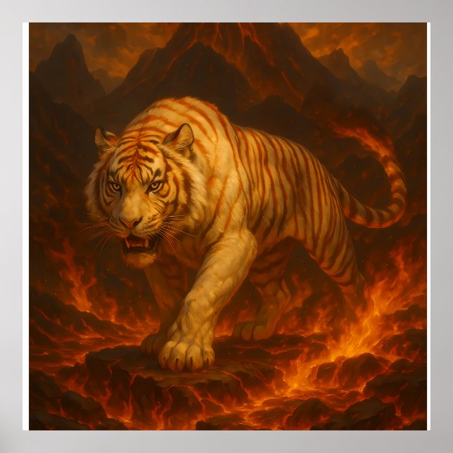Volcanic White Tiger Premium Wall Art – Fine Art C Poster (Framsidan)