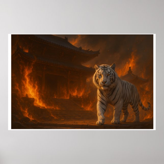 Volcanic White Tiger Premium Wall Art – Fine Art C Poster (Framsidan)