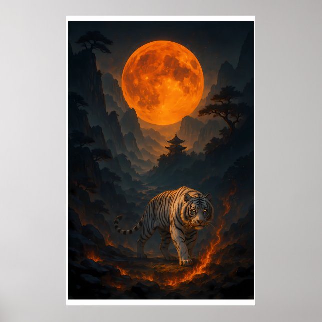 Volcanic White Tiger Premium Wall Art – Fine Art C Poster (Framsidan)