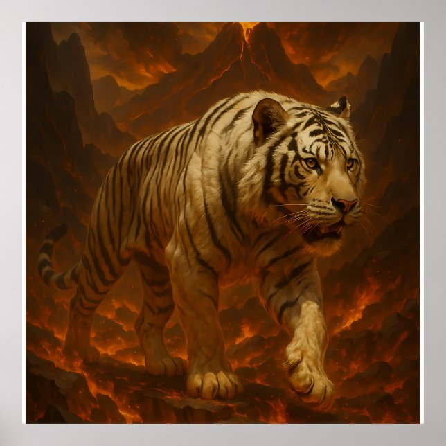 Volcanic White Tiger Premium Wall Art – Fine Art C Poster (Framsidan)