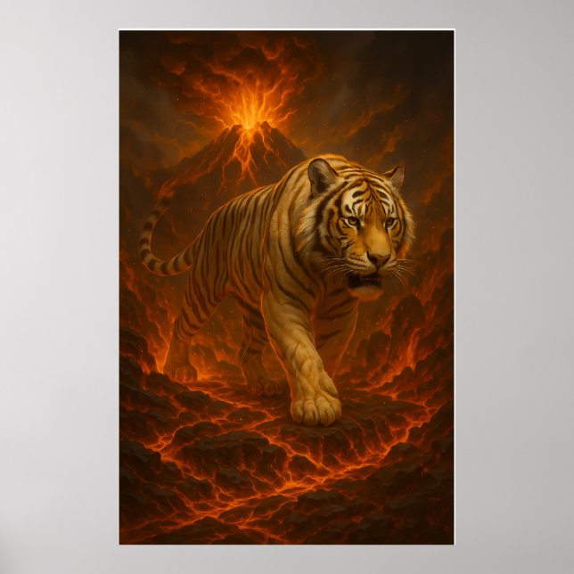 Volcanic White Tiger Premium Wall Art – Fine Art C Poster (Framsidan)