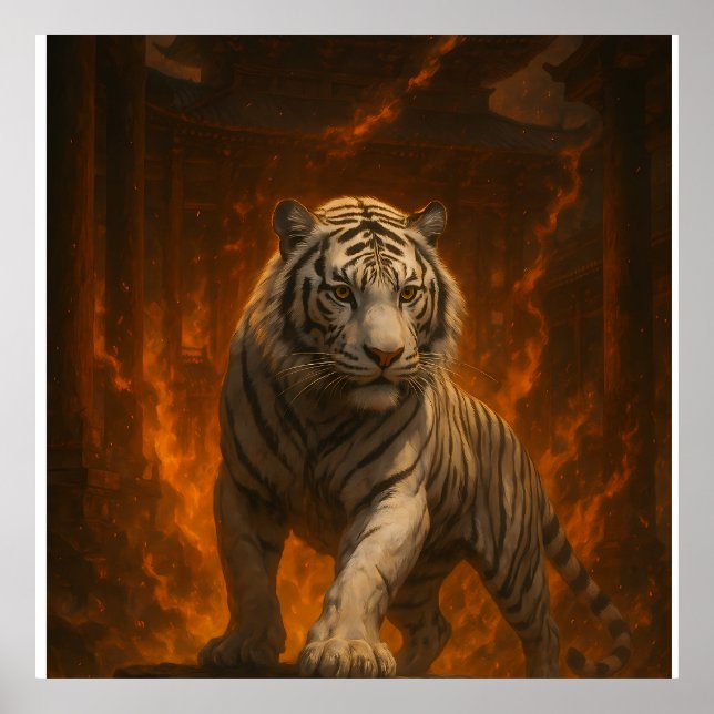 Volcanic White Tiger Premium Wall Art – Fine Art C Poster (Framsidan)
