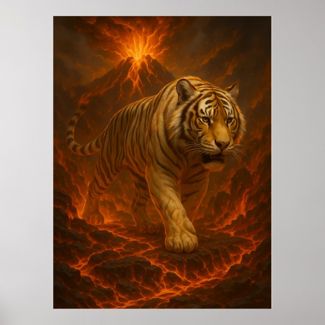 Volcanic White Tiger Premium Wall Art – Fine Art C Poster (Framsidan)