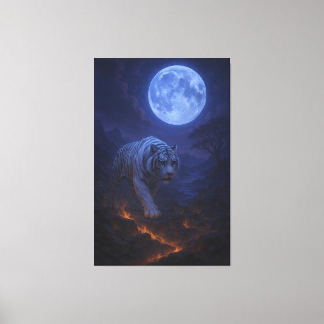 Volcanic White Tiger Premium Wall Art – Fine Art Canvastryck (Framsida)