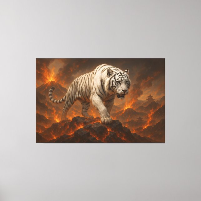  Volcanic White Tiger Premium Wall Art – Fine Art Canvastryck (Framsida)