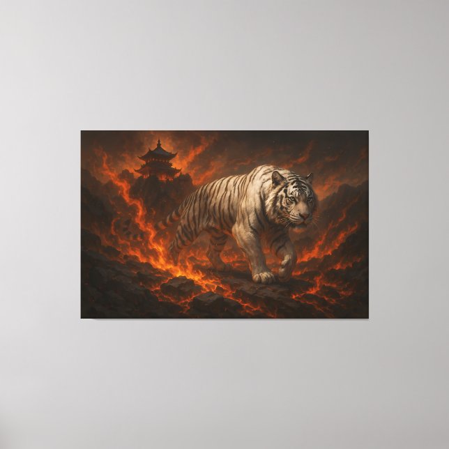 Volcanic White Tiger Premium Wall Art – Fine Art Canvastryck (Framsida)