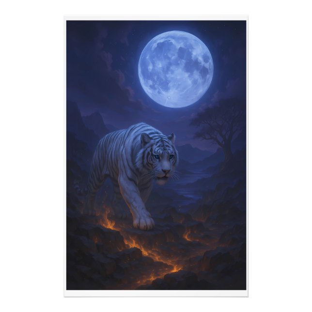 Volcanic White Tiger Premium Wall Art – Fine Art Fototryck (Framsidan)