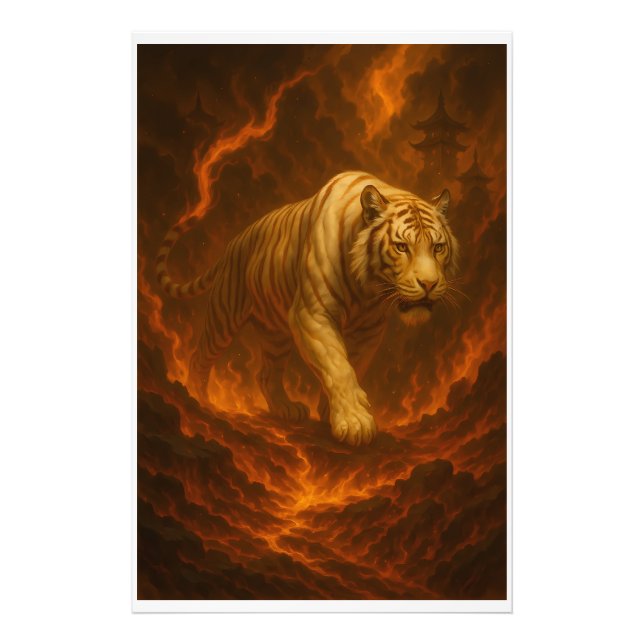 Volcanic White Tiger Premium Wall Art – Fine Art  Fototryck (Framsidan)
