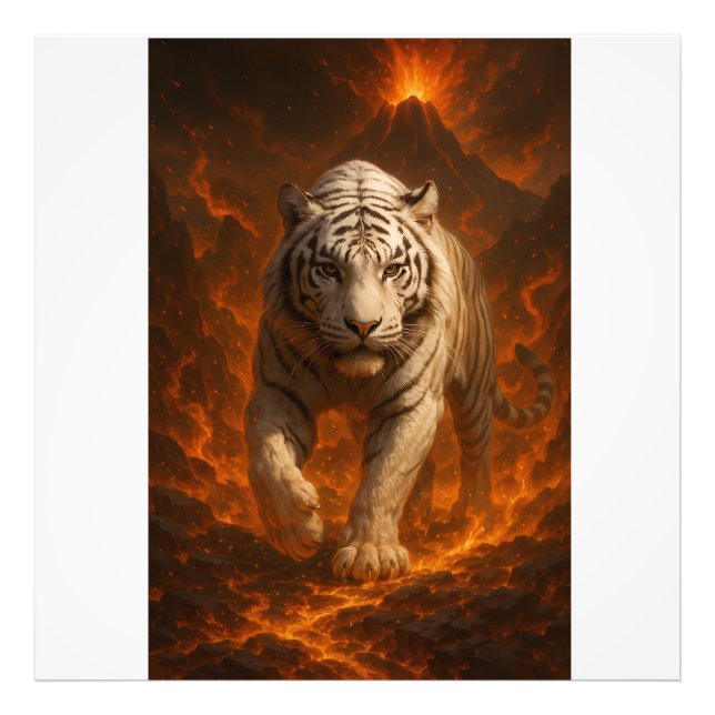  Volcanic White Tiger Premium Wall Art – Fine Art  Fototryck (Framsidan)