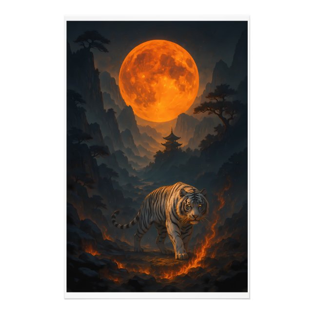 Volcanic White Tiger Premium Wall Art – Fine Art Fototryck (Framsidan)