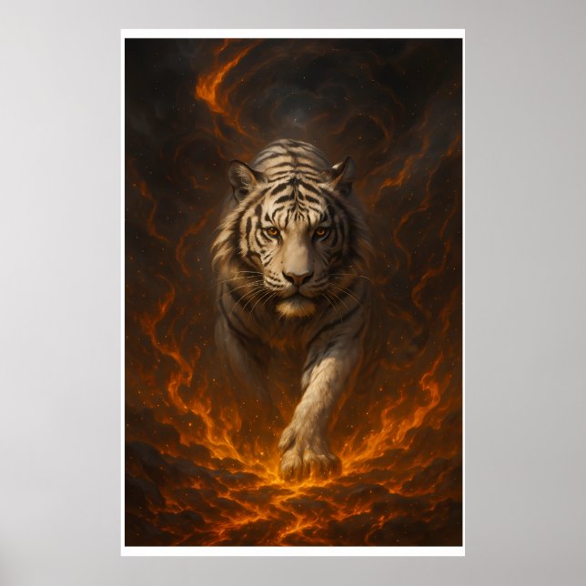 Volcanic White Tiger Premium Wall Art – Fine Art  Poster (Framsidan)