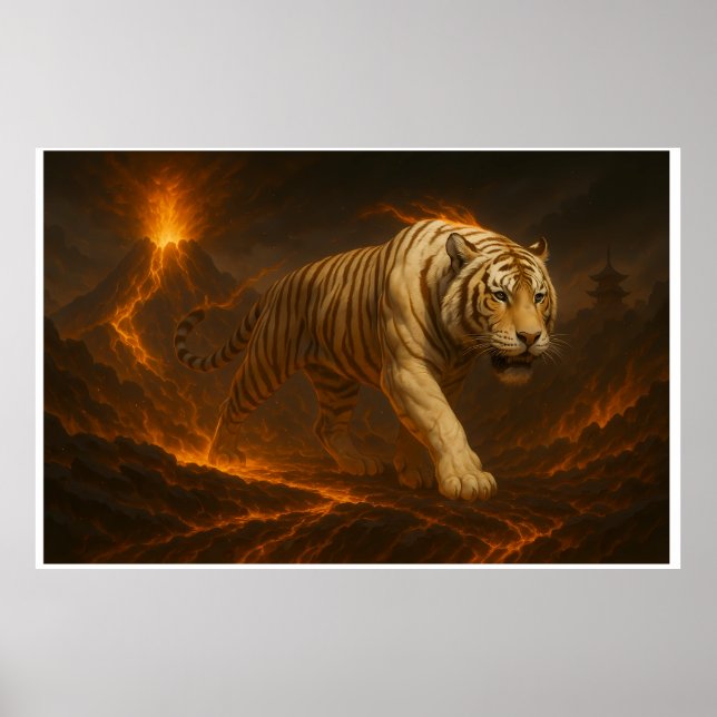 Volcanic White Tiger Premium Wall Art – Fine Art  Poster (Framsidan)