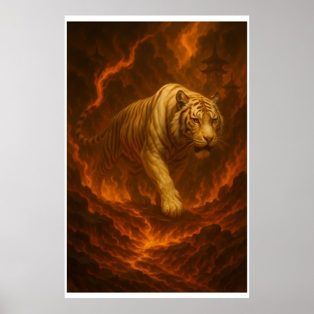 Volcanic White Tiger Premium Wall Art – Fine Art  Poster (Framsidan)