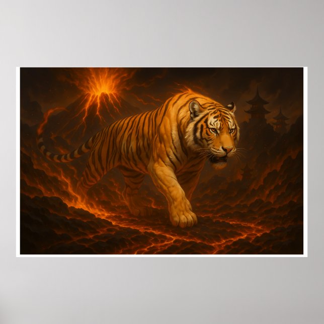 Volcanic White Tiger Premium Wall Art – Fine Art  Poster (Framsidan)
