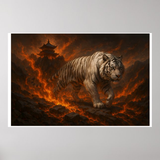 Volcanic White Tiger Premium Wall Art – Fine Art Poster (Framsidan)