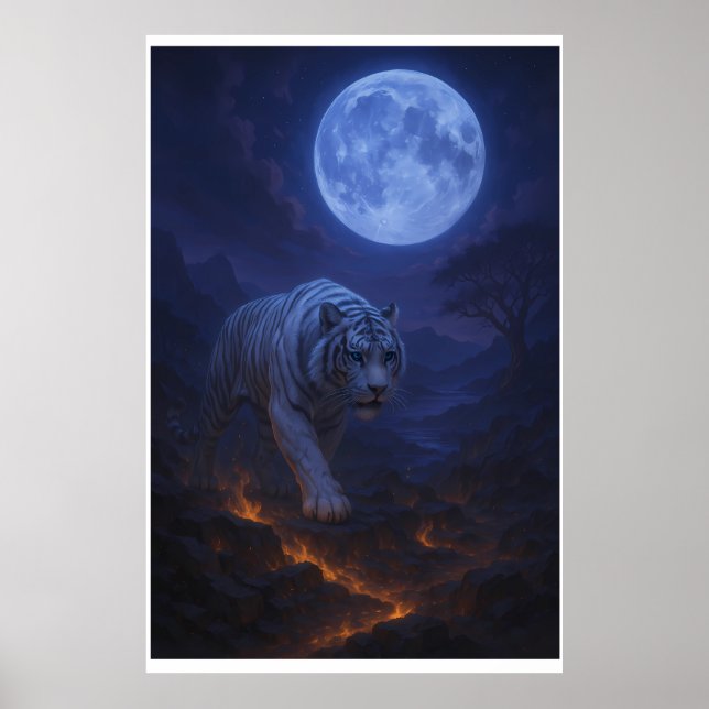 Volcanic White Tiger Premium Wall Art – Fine Art Poster (Framsidan)