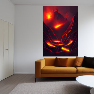 Volcano, berg och lava   AI Art Poster