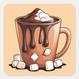 Volcano Hot Chocolate Dream Mug sticker Fyrkantigt Klistermärke