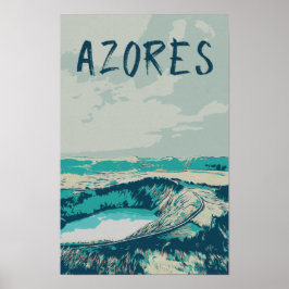 Volcano Lagoon på Azorerna, Atlanten P Poster