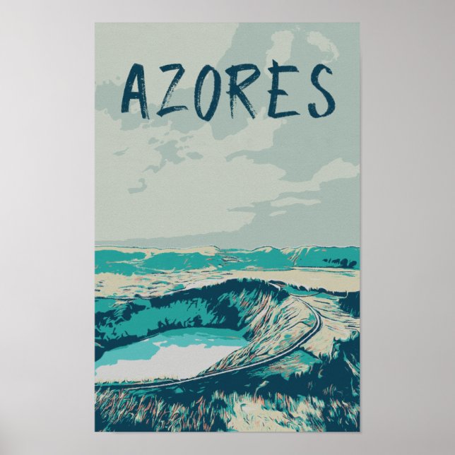 Volcano Lagoon på Azorerna, Atlanten P Poster (Framsidan)
