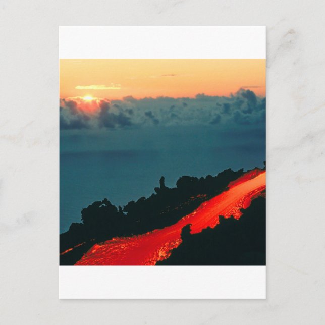 Volcano Reunion Island Lava Flow 1975 Vykort (Framsida)