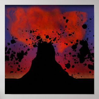Volcano Silhouette Poster
