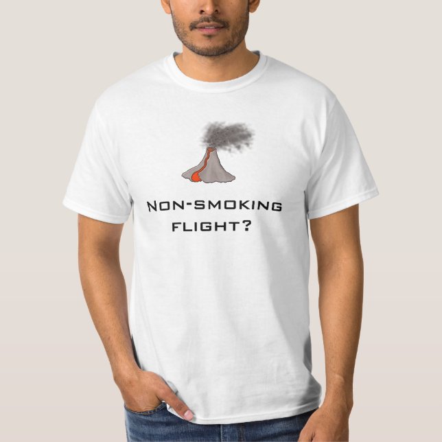 Volcano T-Shirt Design: non-Smoking Flight? slogan (Framsida)