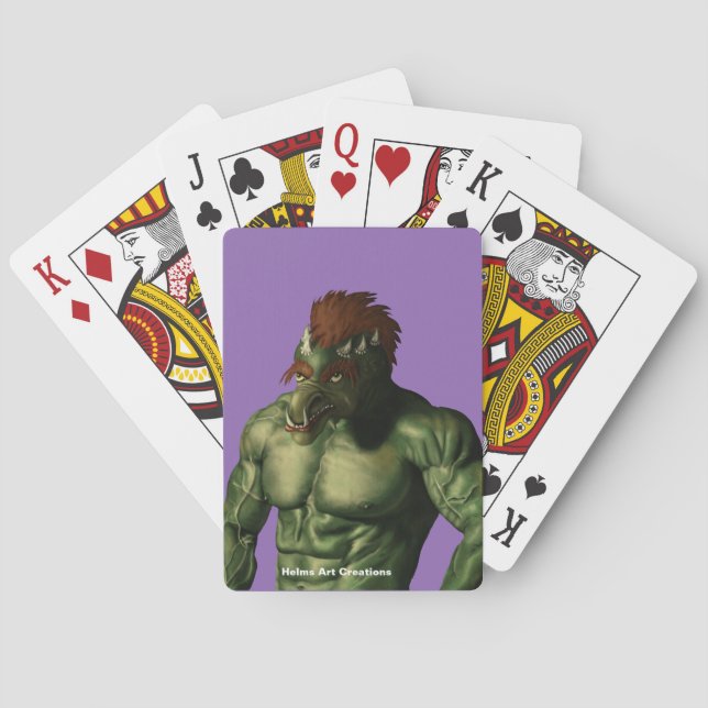 Volcano Troll Vacation Porträtt Fantasy Art Cards Casinokort (Baksidan)