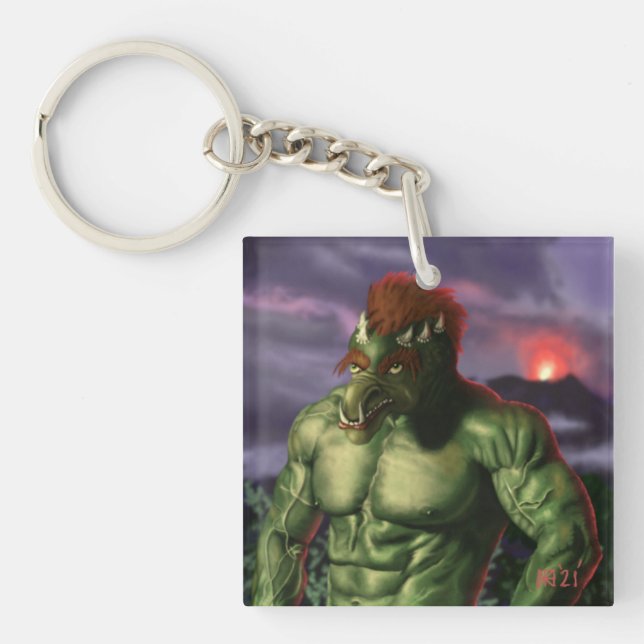Volcano Troll-vaccinationen Bild Fantasy Keychain (Framsidan)