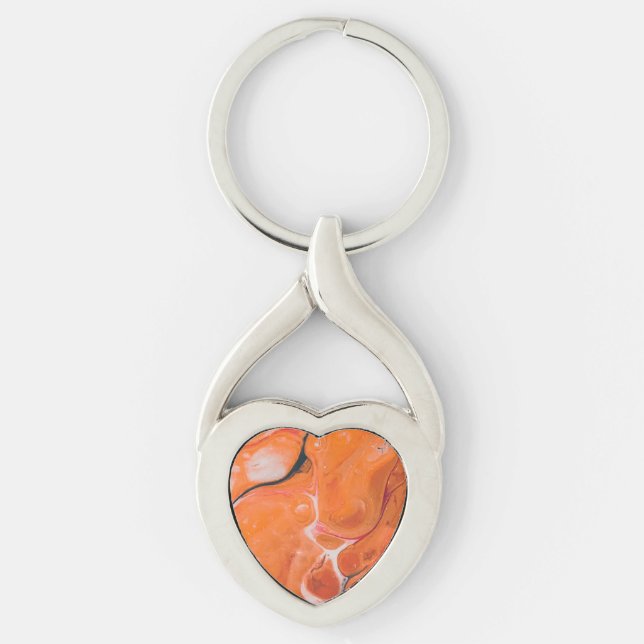 Volcano Twisted Heart Silverfärgad Nyckelring (Framsidan)